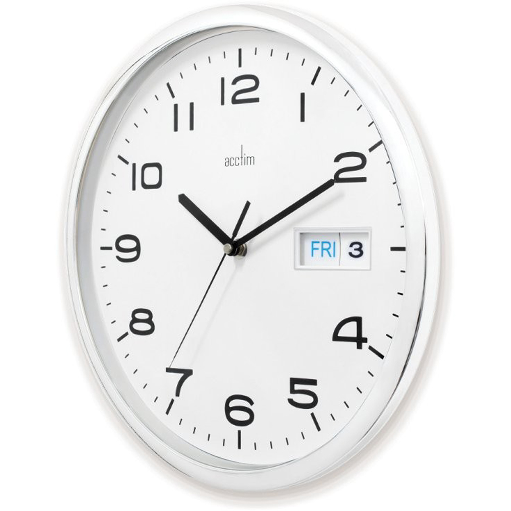 Acctim Supervisor Chrome Wall Clock with Date Image 2
