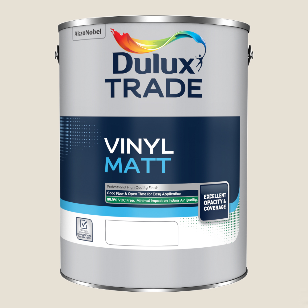 Dulux Trade Ash White Walls and Ceilings Vinyl Matt Paint 5L Image 2