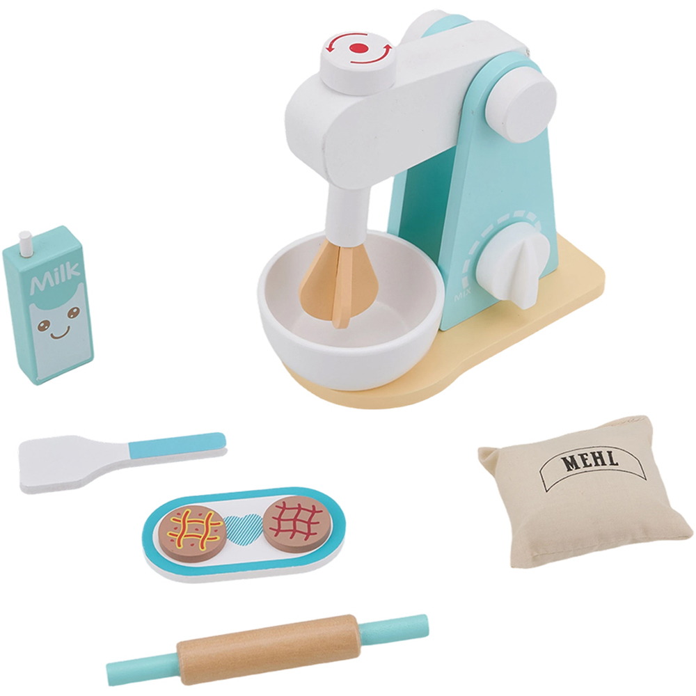 H&O Direct Wooden Stand Mixer Toy Kitchen Pretend Play Set with Accessories Image 1