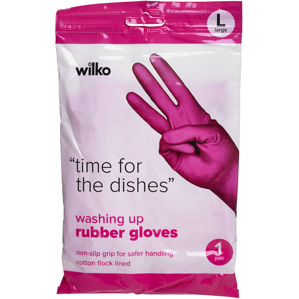 Wilko Large Rubber Washing Up Gloves Image 1