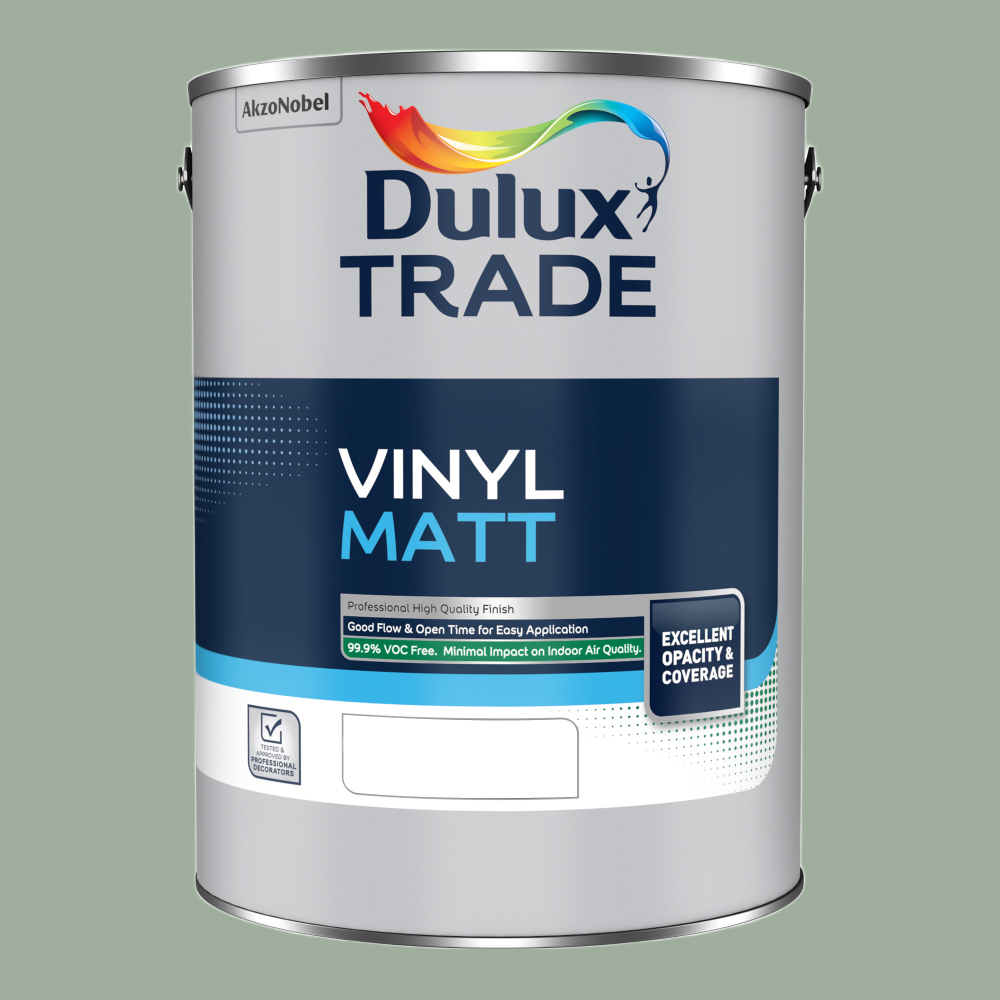 Dulux Trade Sage Green Walls and Ceilings Vinyl Matt Paint 5L Image 2