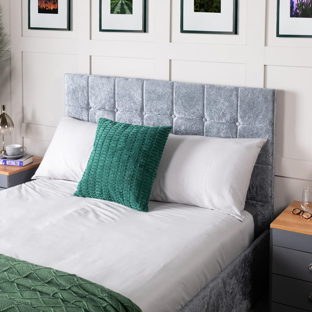 Home Treats Double Grey Crushed Velvet Ottoman Storage Bed Image 2