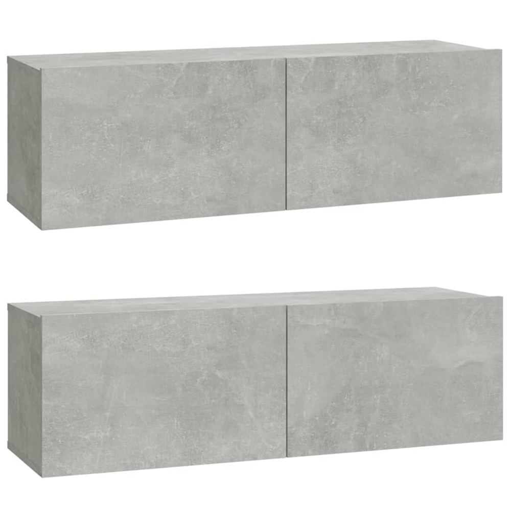 vidaXL 2 Door Wall Mounted Concrete Grey TV Cabinet Set of 2 Image 2