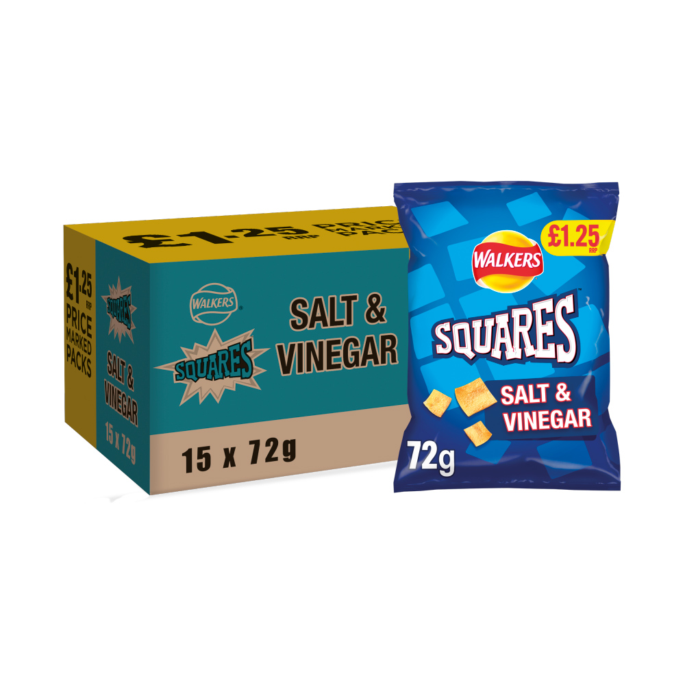 Walkers Squares Salt & Vinegar Snacks 72g Image 3