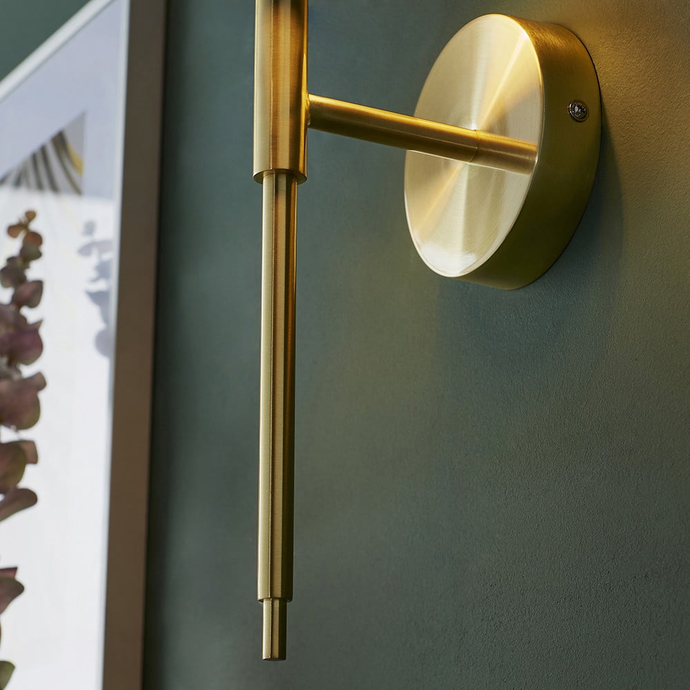 Merano Florence Satin Brass and Vintage White Fabric Wall Lamp Image 5