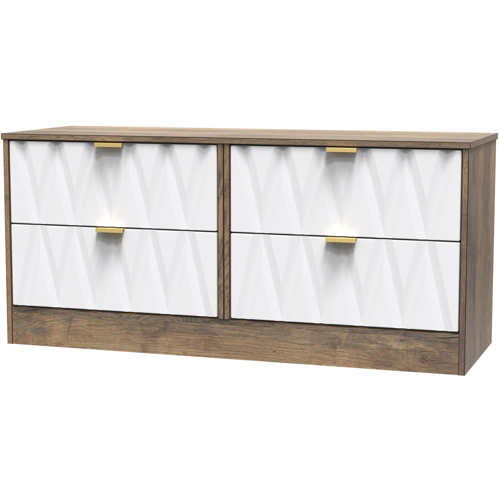Crowndale Las Vegas 4 Drawer Matt White and Vintage Oak Chest of Drawers Ready Assembled Image 2
