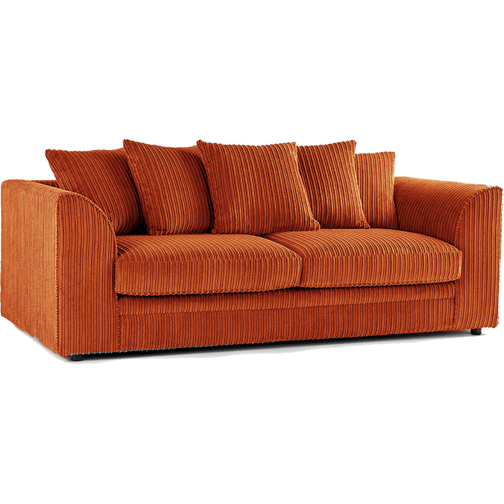 Luxor 5 Seater Orange Jumbo Cord Scatter Back Sofa Set Image 3