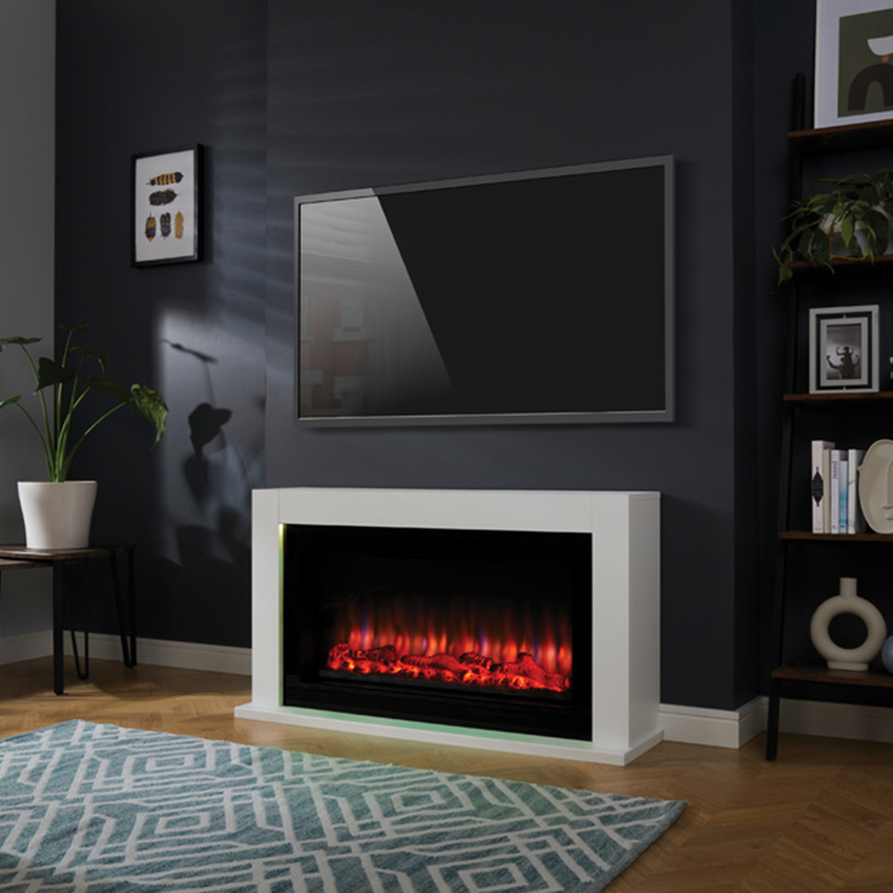 Suncrest Lumley Ambience White and High Gloss Black Textured Electric Suite Image 4