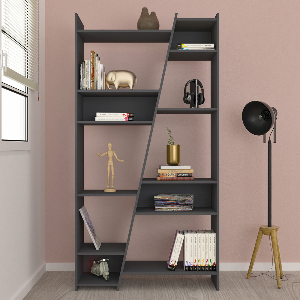 Seconique Naples 12 Shelf Grey Tall Bookcase Image 1