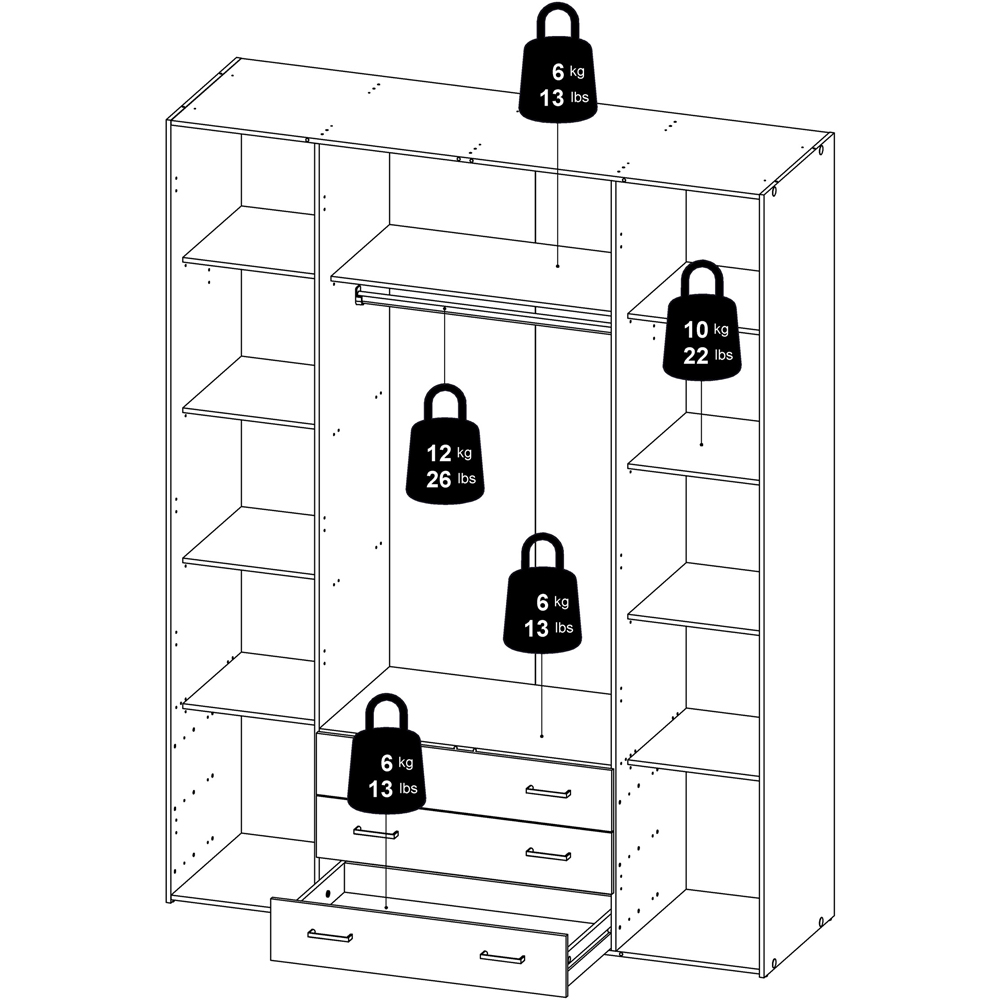 Florence Space 4 Door 3 Drawer White Wardrobe Image 9