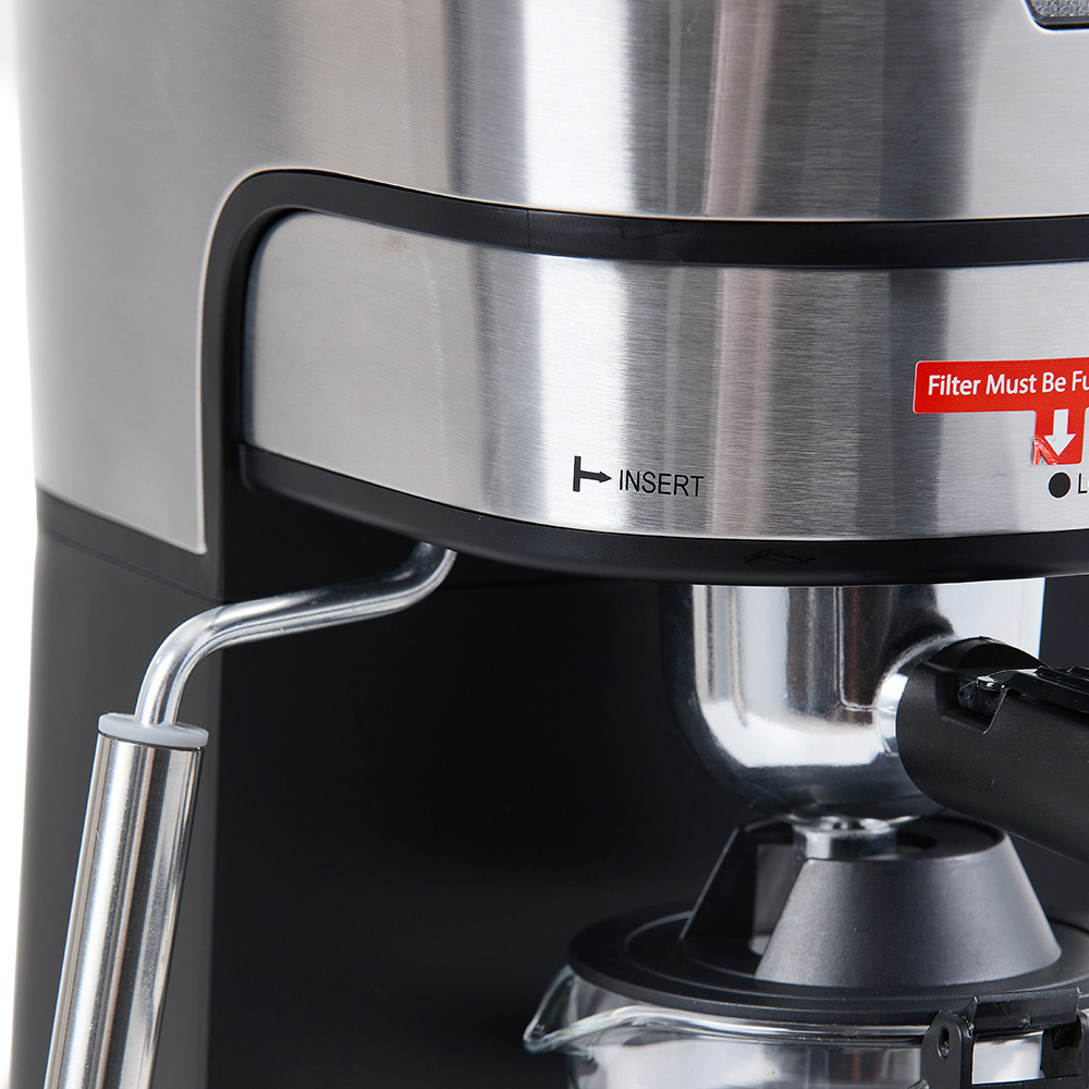 Living and Home EK020005 Silver 1.5L Espresso Machine with Steam Milk Frother 800W Image 5