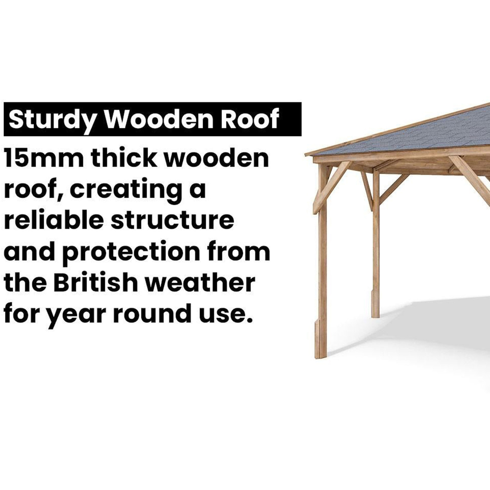 Dunster House Utopia 300 3 x 3m Brown Wooden Gazebo with Roof Shingles Image 5