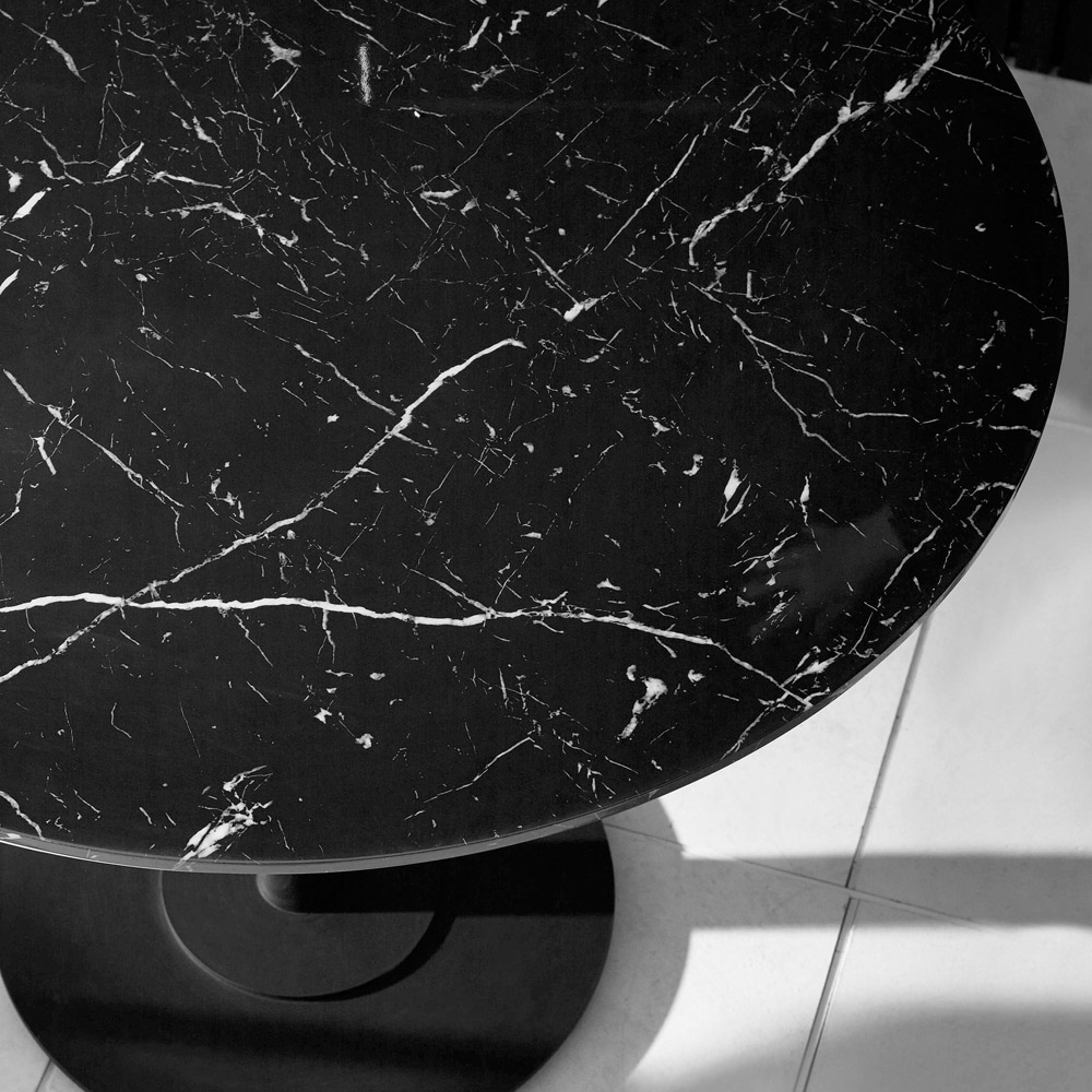 Julian Bowen Luca 4 Seater Black Marble Effect Round Pedestal Dining Table Image 5