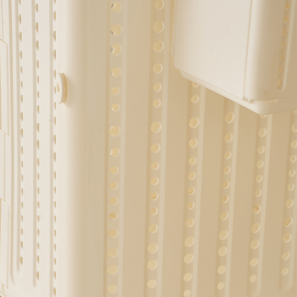 Living and Home Medium Cream White Foldable Laundry Basket with Hanging Basket and Castors Image 4