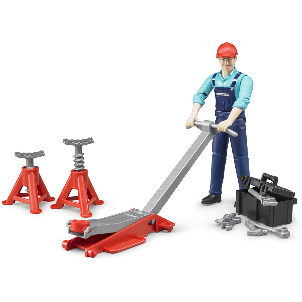 Bruder Bworld Light Skin Mechanic Figure with Garage Equipment Image 2