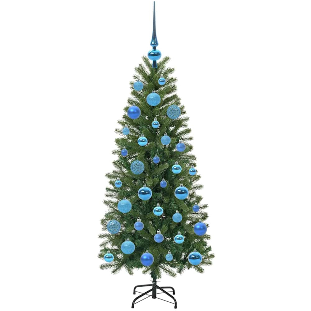 vidaXL Pre-Lit Blue Baubles Green Artificial Christmas Tree 4ft Image 4
