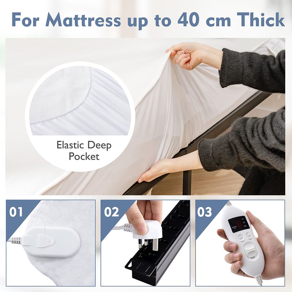 Costway Large Electric Mattress Pad with 8 Heat Settings Image 7