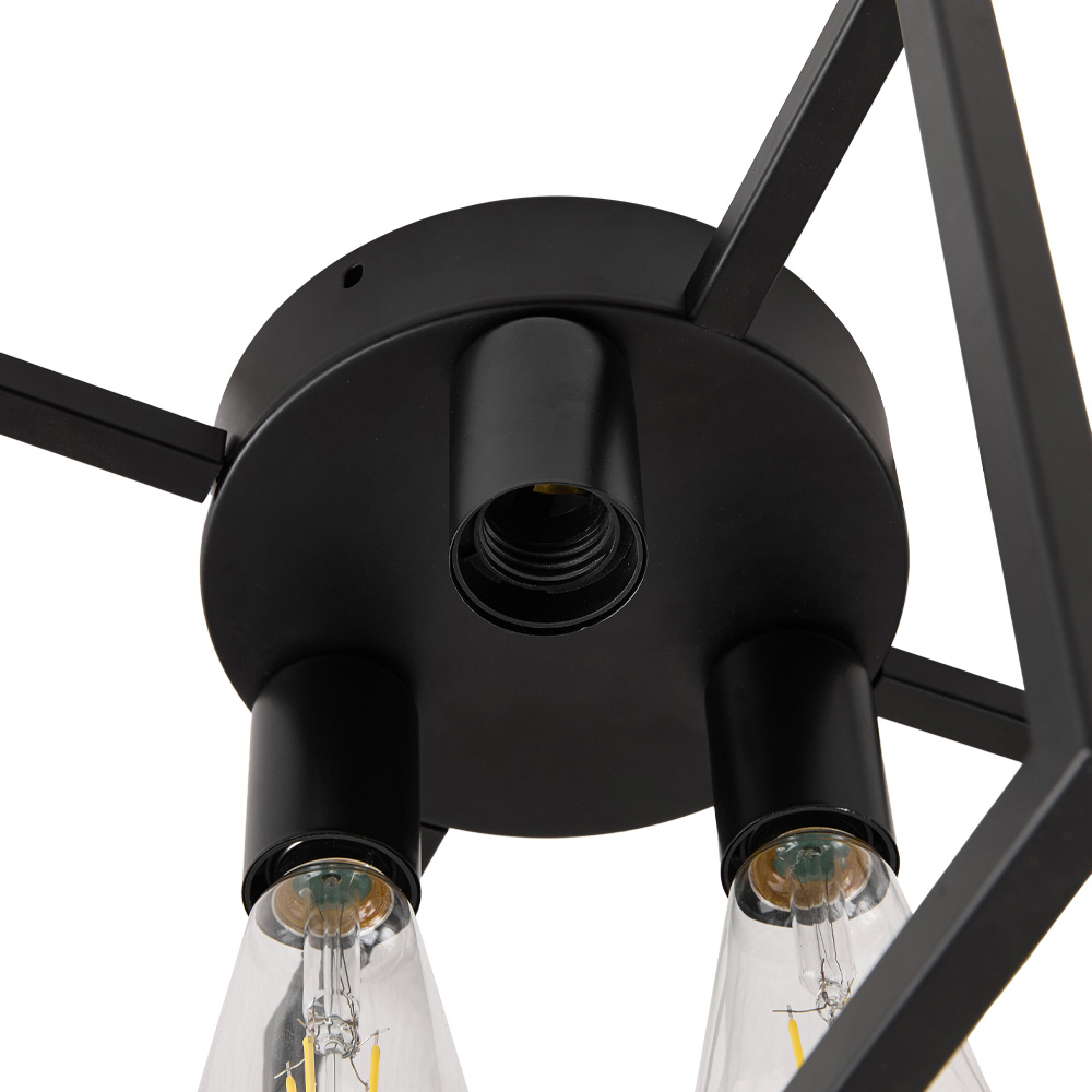 Living and Home 3 Light Black Geometric Metal E27 Ceiling Light Image 6