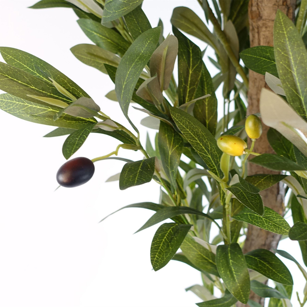 Leaf Natural Look Olive Artificial Tree with Wooden Trunk 5.9ft Image 2