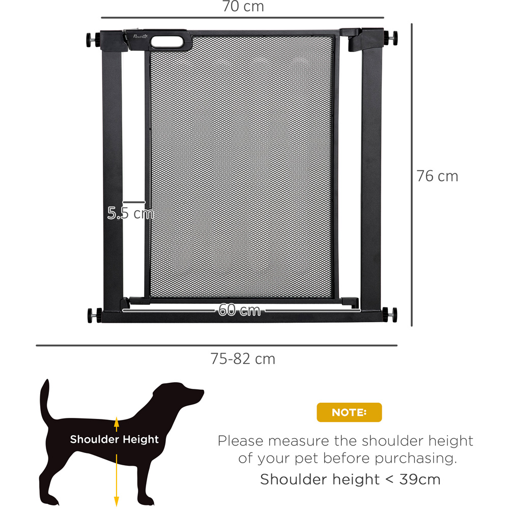 PawHut Black 75-82cm Stair Pressure Fit Pet Safety Gate Image 7