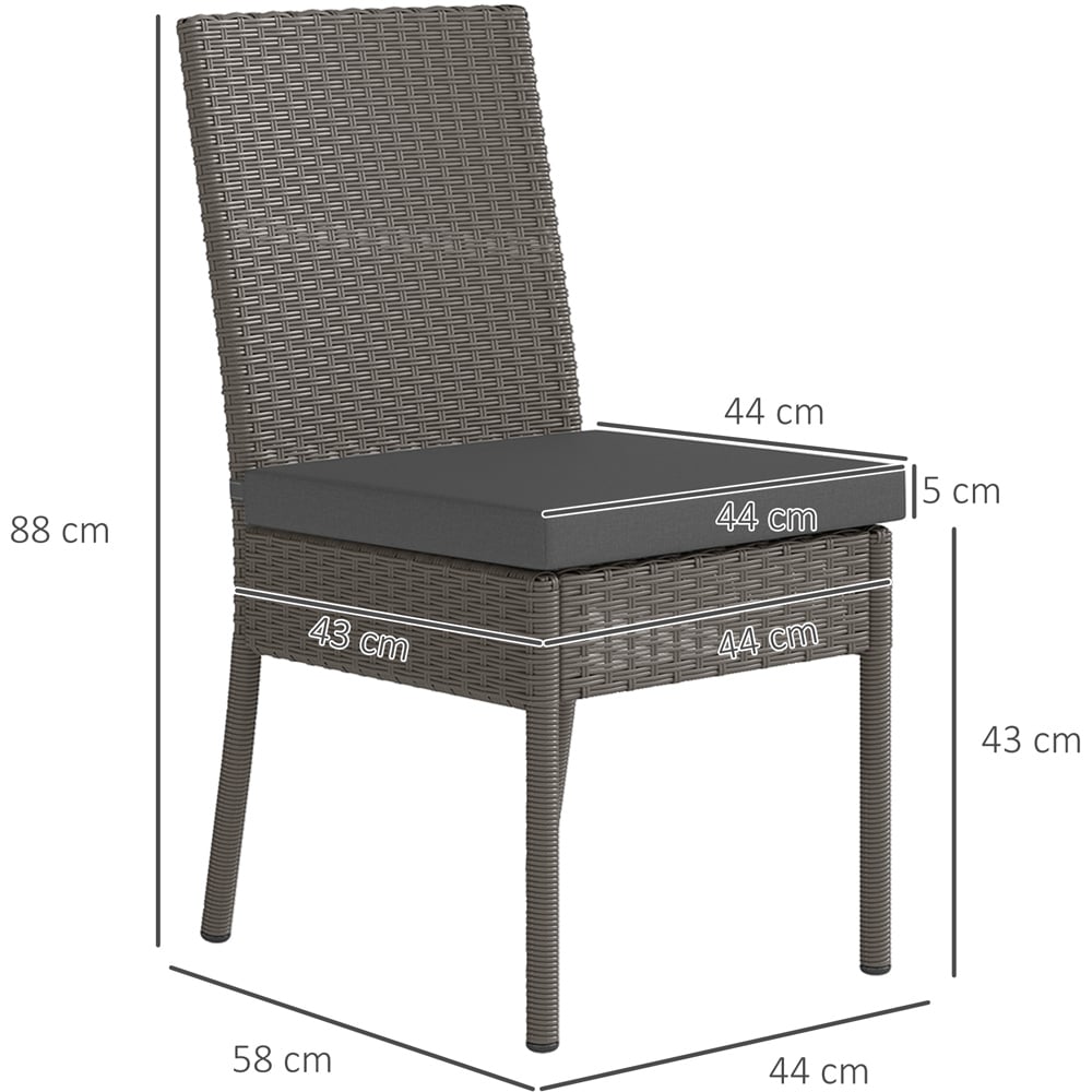 Outsunny Set of 4 Grey Rattan Wicker Garden Chairs with Cushion Image 9