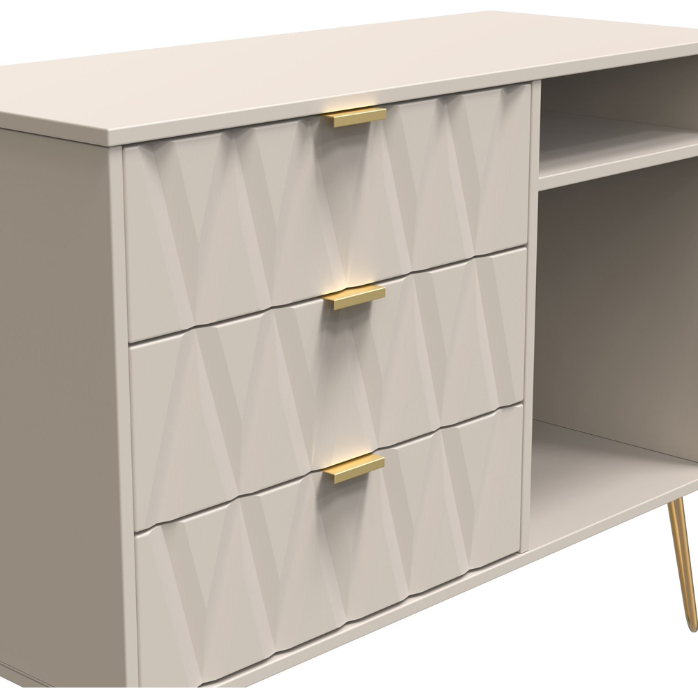 Crowndale Diamond 3 Drawer 2 Shelf Kashmir Matt TV Unit Ready Assembled Image 4