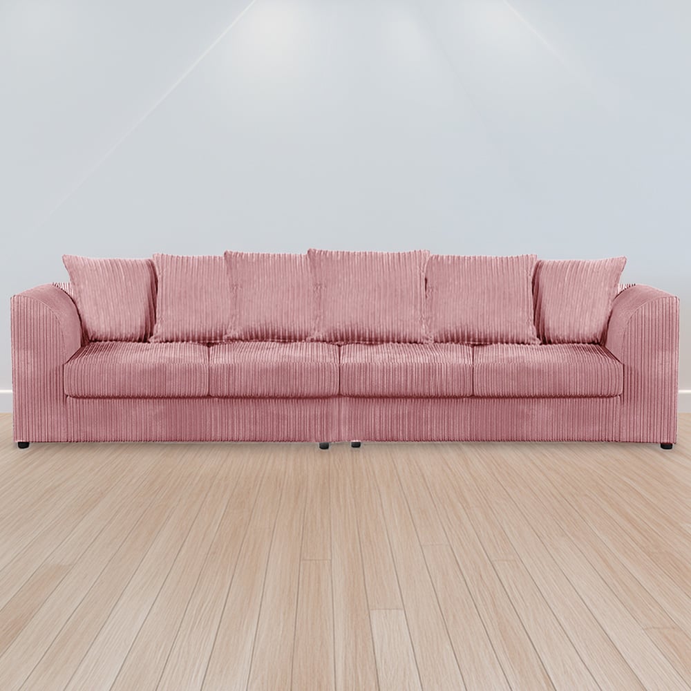 Luxor 4 Seater Pink Jumbo Cord Scatter Back Sofa Image 1