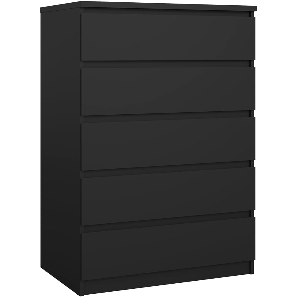 Florence 5 Drawer Matt Black Chest of Drawers Image 2