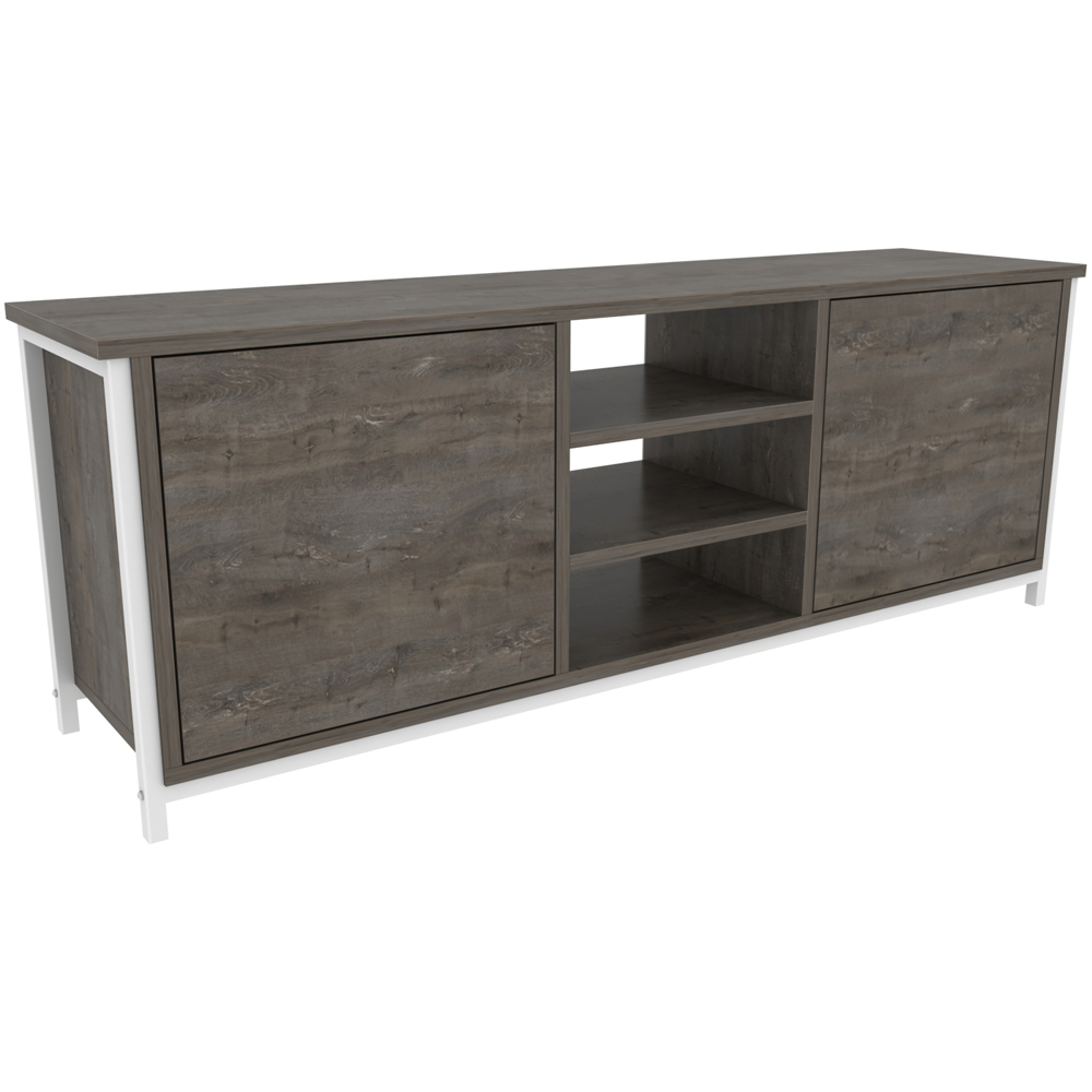Decorotika Otis 2 Door 3 Shelf White Wenge TV Stand for 63 inch TV Image 2