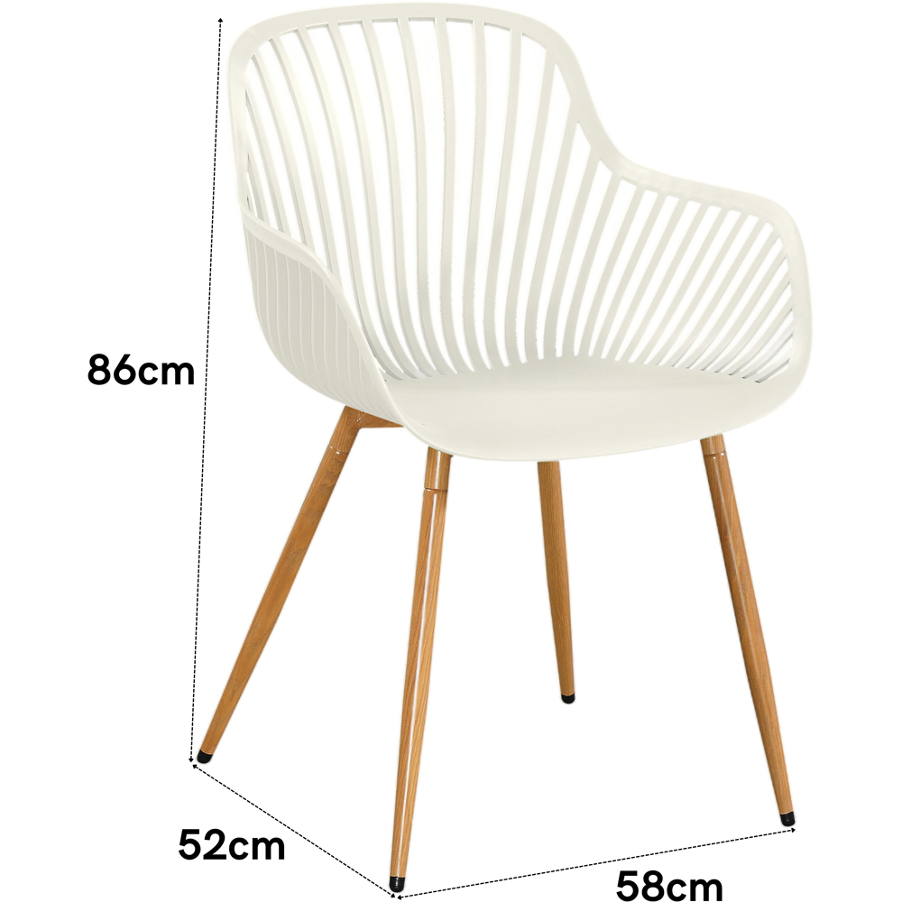 Core Products Set of 2 White Sunray Design Wood Effect Legs Garden Bistro Armchair Image 6