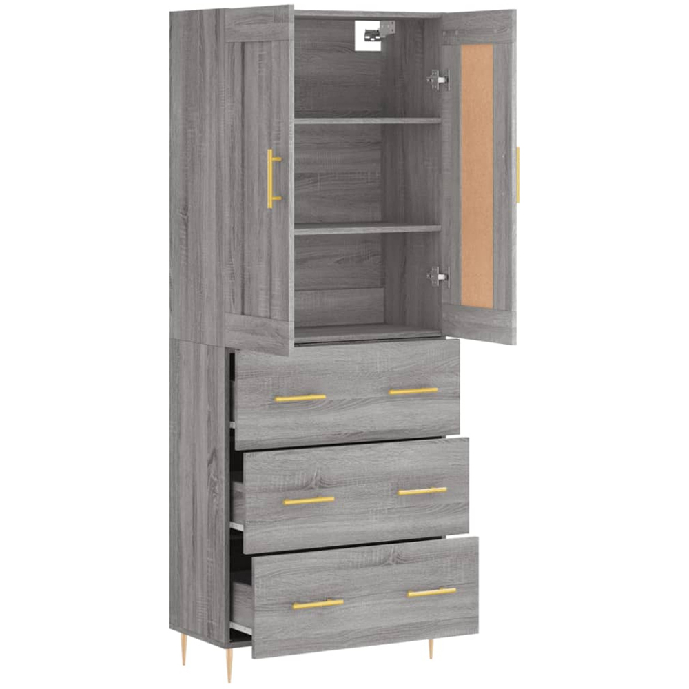 vidaXL 2 Door 3 Drawer Grey Sonoma Highboard Image 4