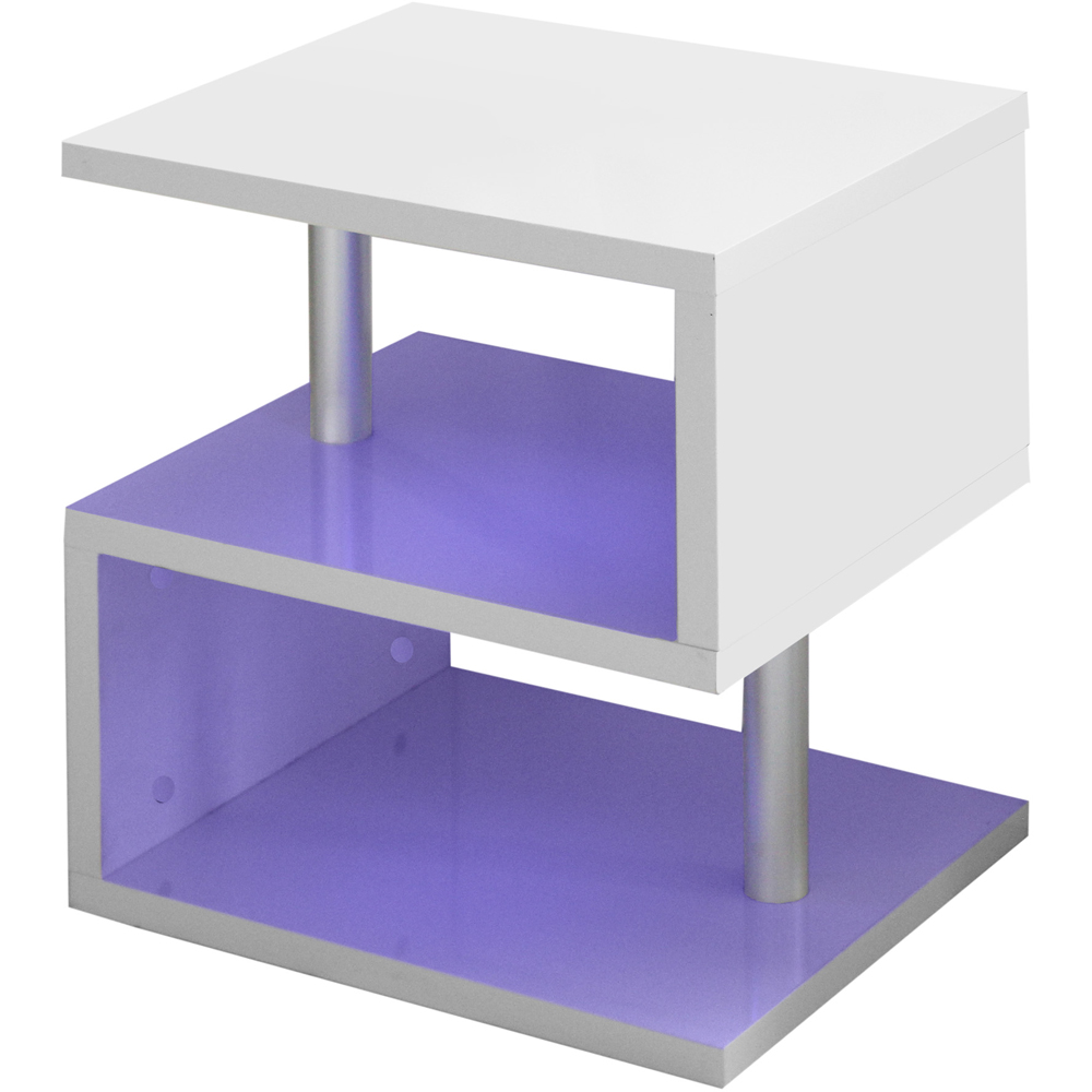 Comfy Living 2 Shelf White High Gloss Abstract LED Side Table Image 2