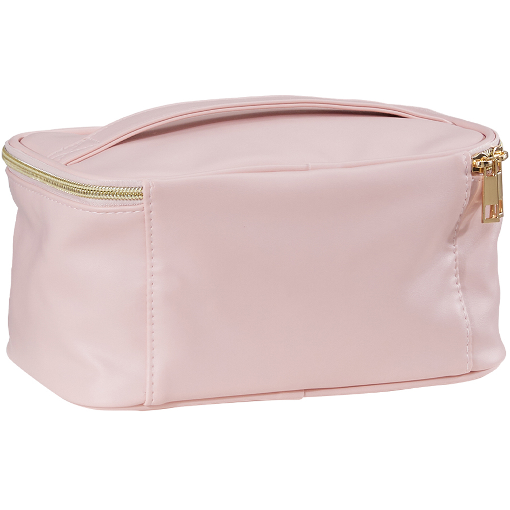 Living and Home Pink Leather Large Travel Makeup Bag Image 3
