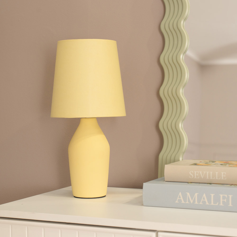 ValueLights Arlo Sunshine Yellow Shade Ceramic LED Table Lamp Image 3
