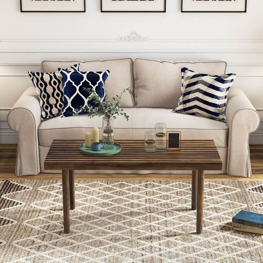 Costway Slatted Top Coffee Table Image 4