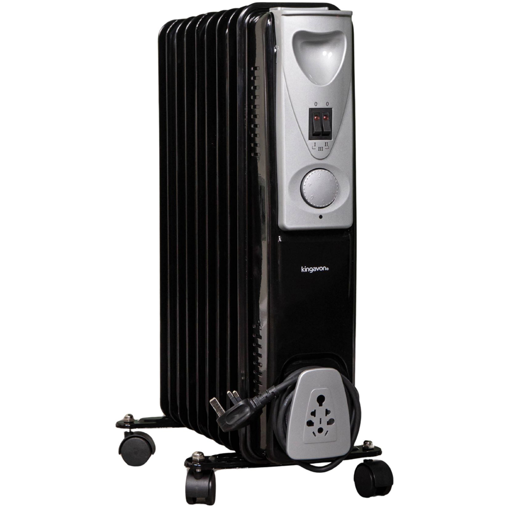 Samuel Alexander 9 Fin Black Slimline Oil Filled Heater Radiator 2000W Image 1