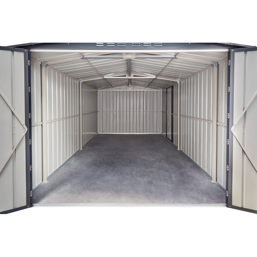 Globel 10 x 15ft 3 Door Grey Metal Apex Workshop Garage Image 3