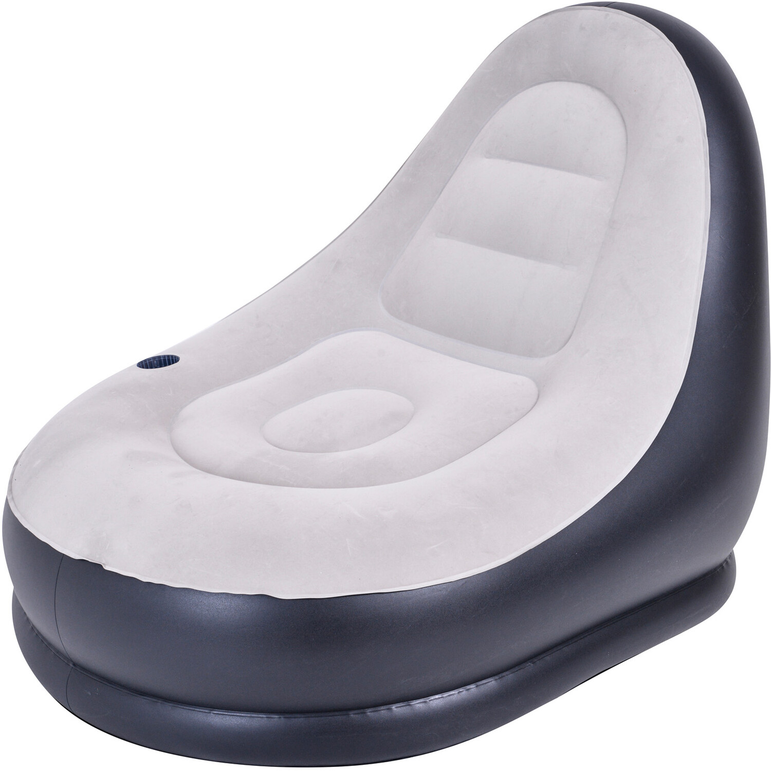 Avenli Black and White Inflatable Vinyl Lounger with Stool Image 1