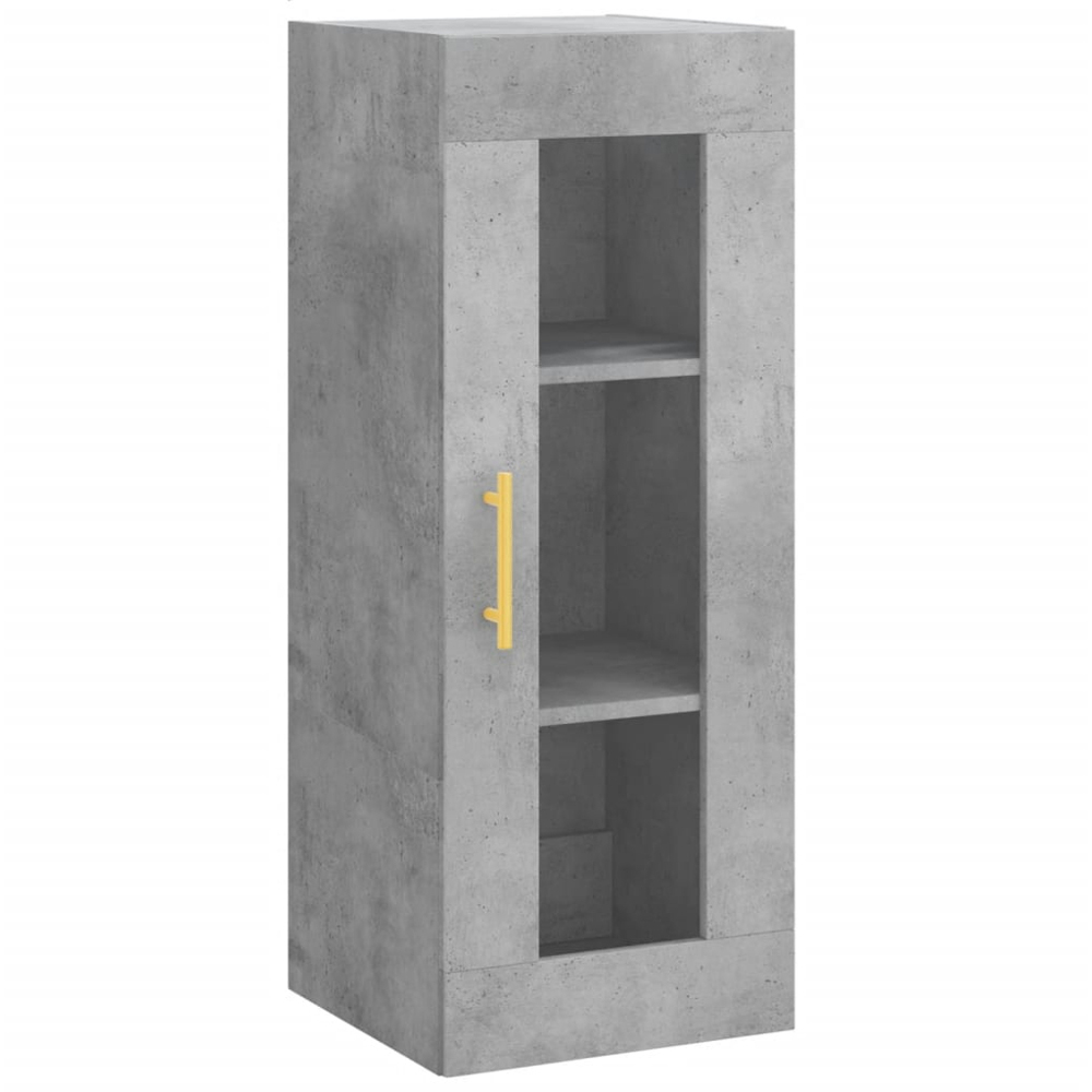 vidaXL Single Glass Door 3 Drawer Concrete Grey Highboard Image 7