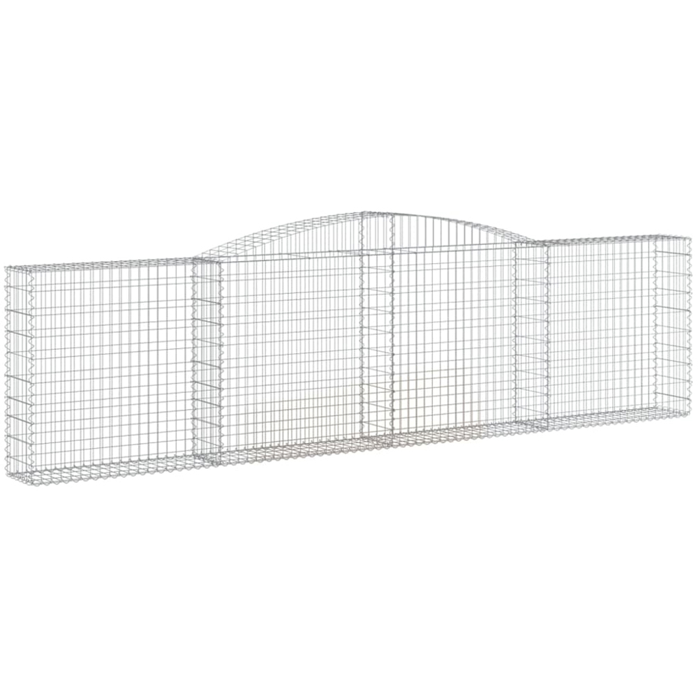 vidaXL Silver Galvanised Iron Arched Gabion Basket 400 x 30 x 100/120cm 2 Pack Image 1