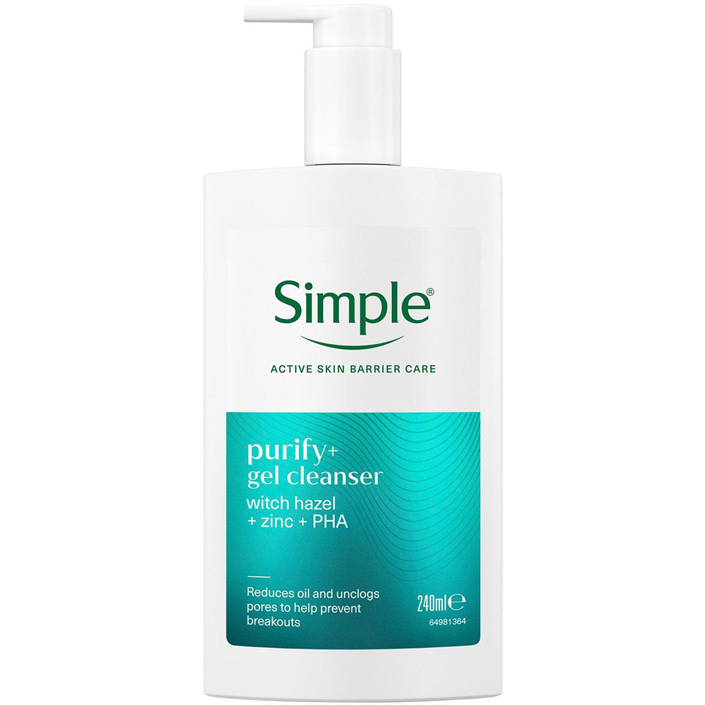 Simple Purify+ Facial Cleanser Hydrating Skin Care Face Wash Gel 240ml 3 Pack Image 2