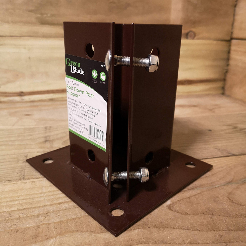 Samuel Alexander 75 x 75mm Bolt Down Metal Garden Fence Post Holder Image 2