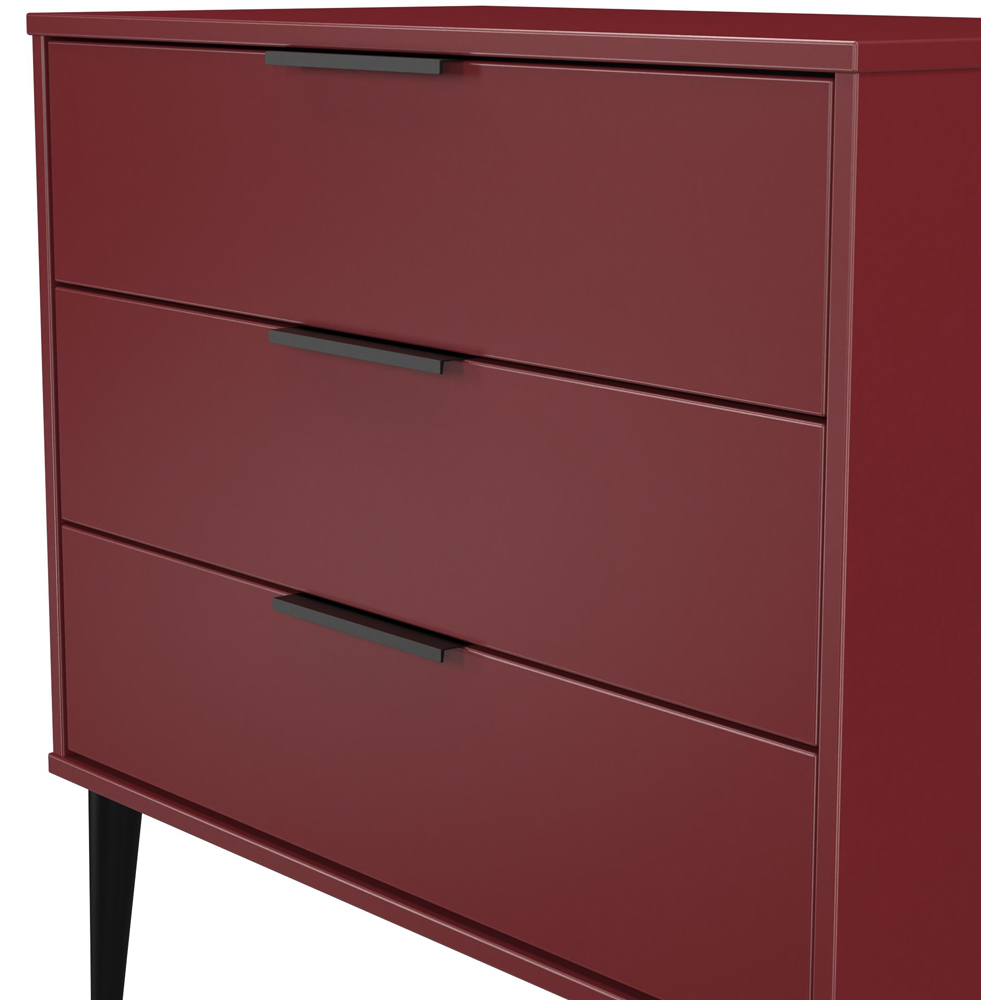 Crowndale Hong Kong 3 Drawer Red Matt Chest of Drawers Ready Assembled Image 5