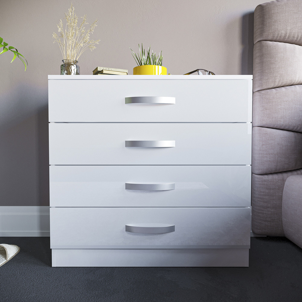 Vida Designs Hulio 4 Drawer White Chest of Drawers Image 8