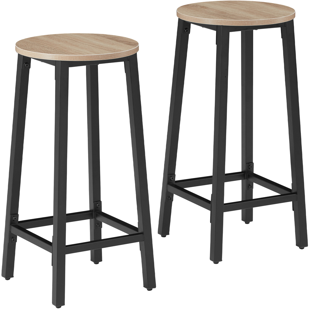 tectake Corby Light Wood Oak Sonoma Set of 2 Bar Stool Image 2