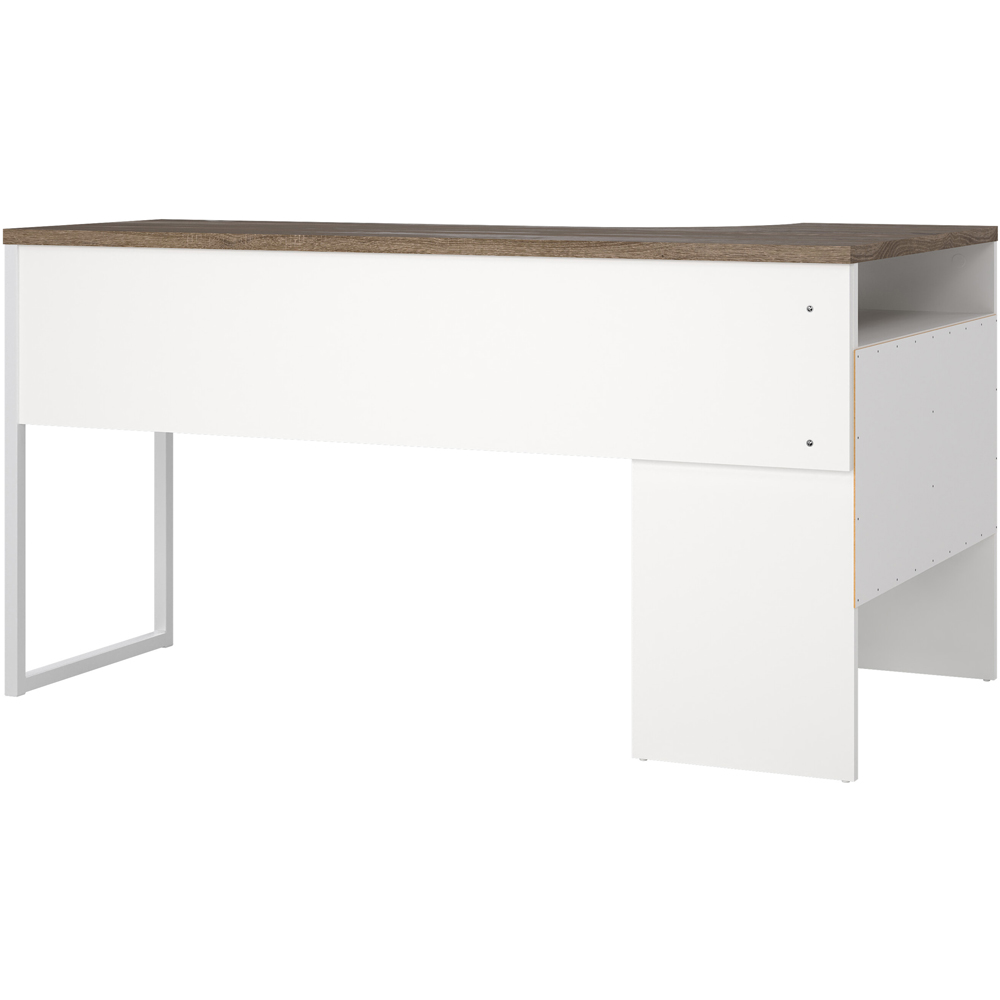 Florence Function Plus 2 Drawer Corner Desk White and Truffle Oak Image 4