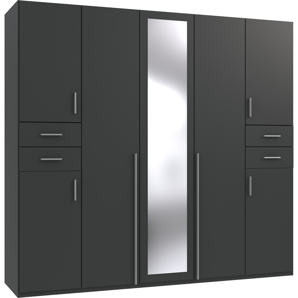 TJ'S New York 7 Door 4 Drawer Graphite Wardrobe with Mirror Image 2