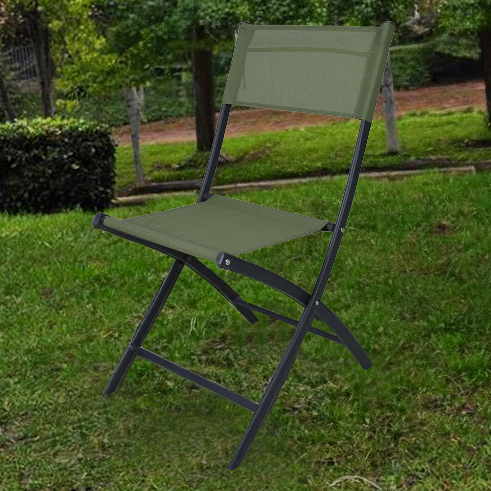 Green Steel Foldable Medium Patio Chair 96cm Image 1