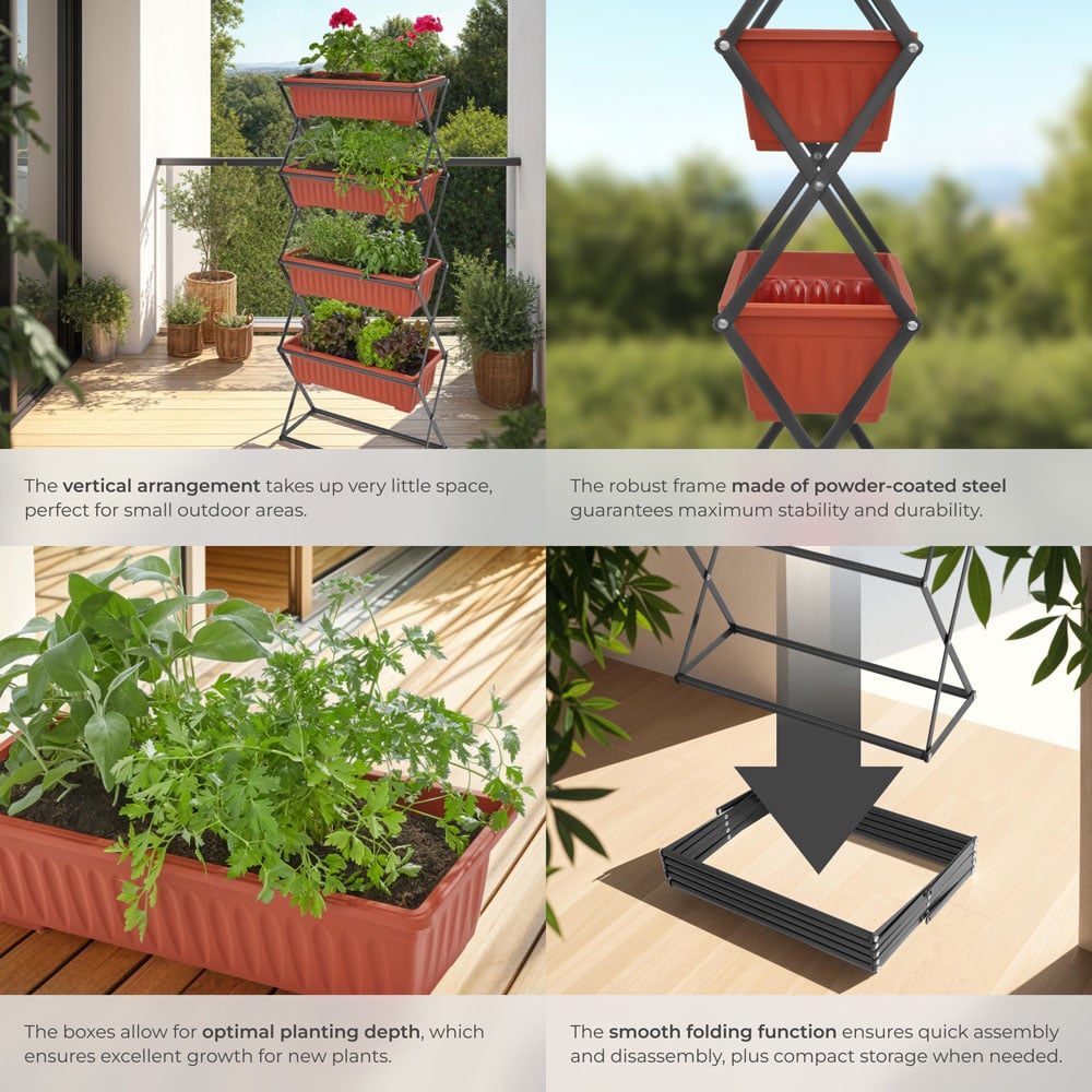 tectake 4 Tier Vertical Flower Box Image 4