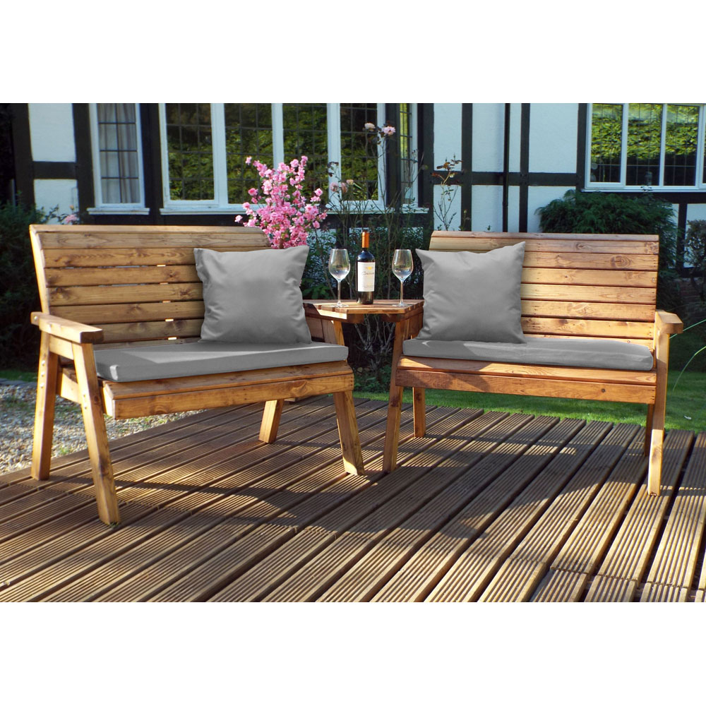 Charles Taylor 4 Seater Angled Bench Set with Grey Cushions Image 2